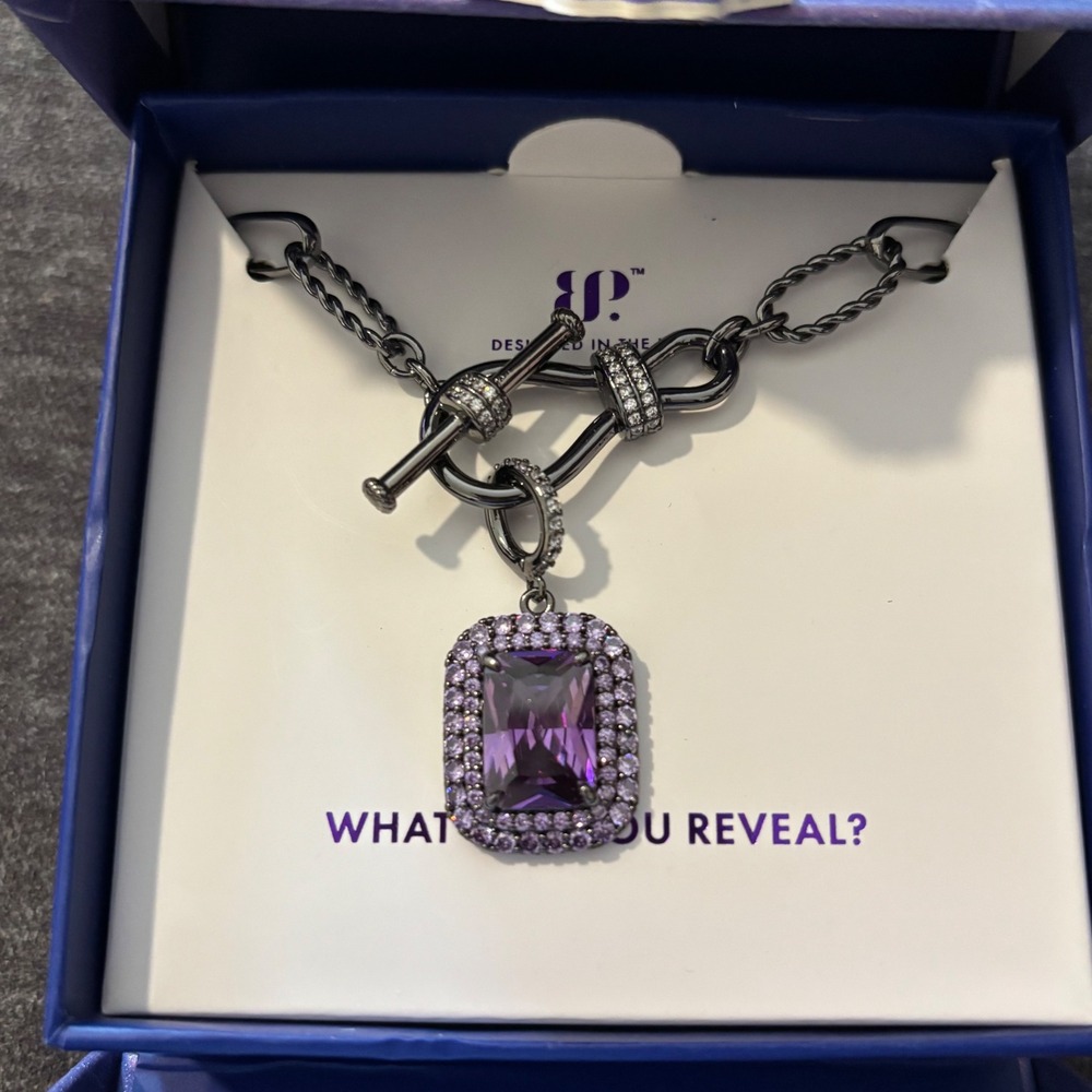 Bomb Party BP Sirens Necklace NK56355 Drowned In Desire Tanzanite CZ Hematite